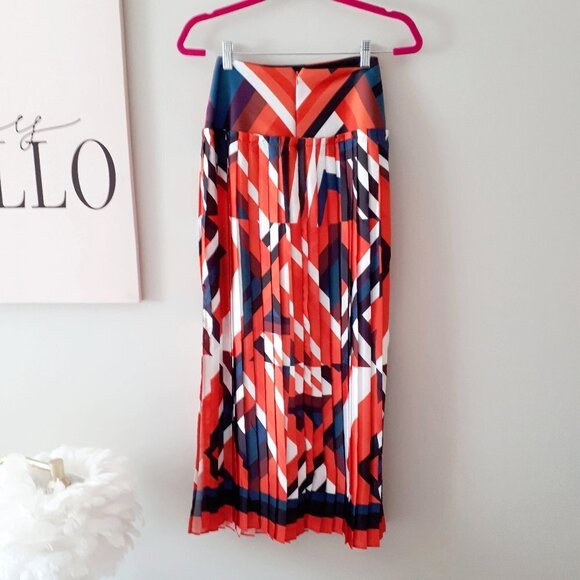 EUC Debbie Shuchat multicoloured abstract print pleated skirt, 4 - Picture 5 of 6